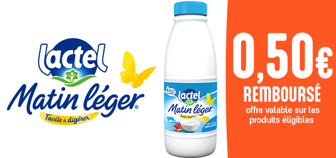 Promotion Matin Léger de Lactel, le bon lait facile à digérer