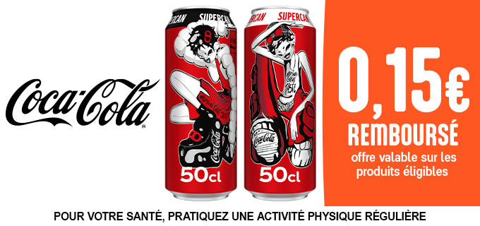 Promotion 0,15€ de réduction pour l'achat d'une canette Coca-Cola Original ou Zéro Sucres