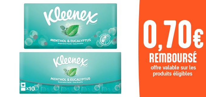 Promotion Kleenex® Mouchoirs Menthol & Eucalyptus