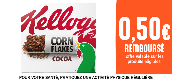 Promotion Barres Corn Flakes cacao de Kellogg's