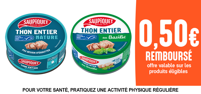 Promotion Thon entier MSC nature et aromatisé Saupiquet