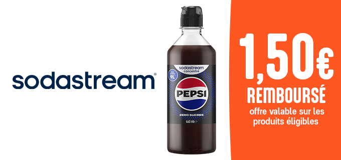 Promotion 1,50€ DE RÉDUCTION sur l’achat d’un produit de la gamme SODASTREAM