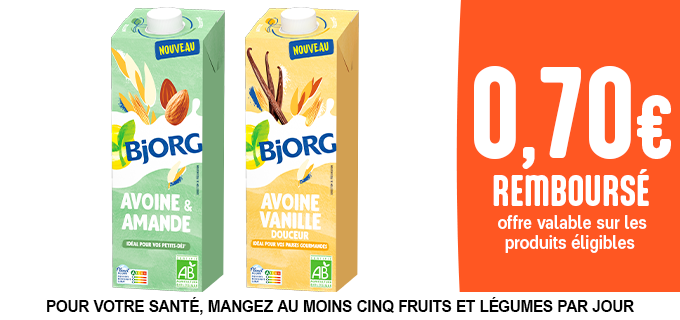 Promotion Boissons végétales Bjorg au rayon lait UHT