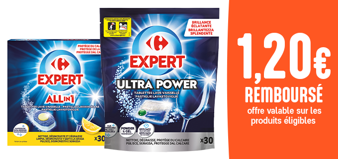 Promotion Tablettes Lave-vaisselle Ultra Power Tout en 1 CARREFOUR EXPERT