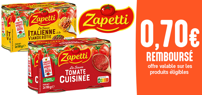 Promotion Sauce Tomate Zapetti