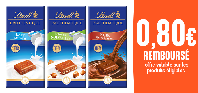 Promotion Tablettes Lindt l'Authentique