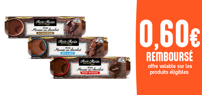 Promotion Mousses au chocolat 2x100g Marie Morin