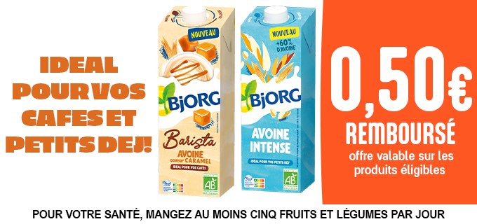 Promotion Boissons végétales Bjorg au rayon lait UHT