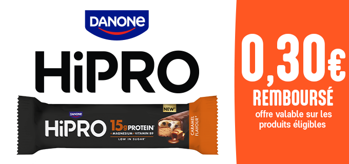 Promotion Découvrez la barre protéinée HiPRO