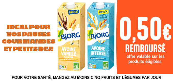 Boissons végétales Bjorg au rayon lait UHT - 1 € remboursé