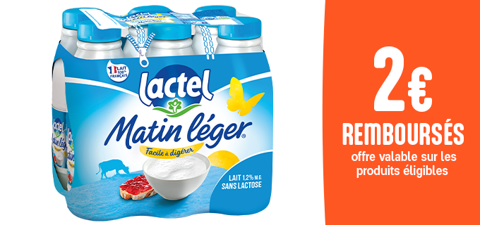 Promotion Matin Léger de Lactel, le lait facile à digérer, pour se sentir bien dès le matin !