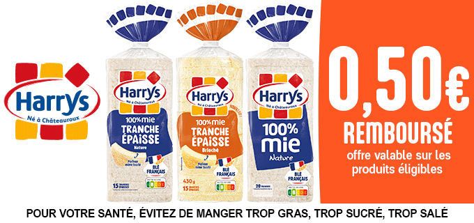 Promotion Pain de mie sans croûte Harrys 100% Mie Nature