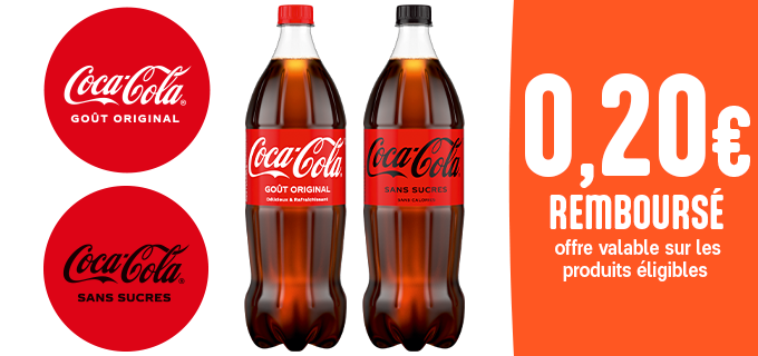 Promotion 0,20€ DE RÉDUCTION pour l’achat d’une bouteille Coca-Cola