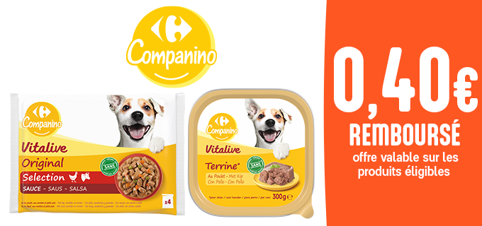 Promotion Pochons et barquettes pour chien Carrefour Companino