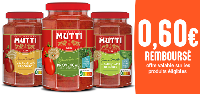Promotion Sauces pour pâtes Mutti